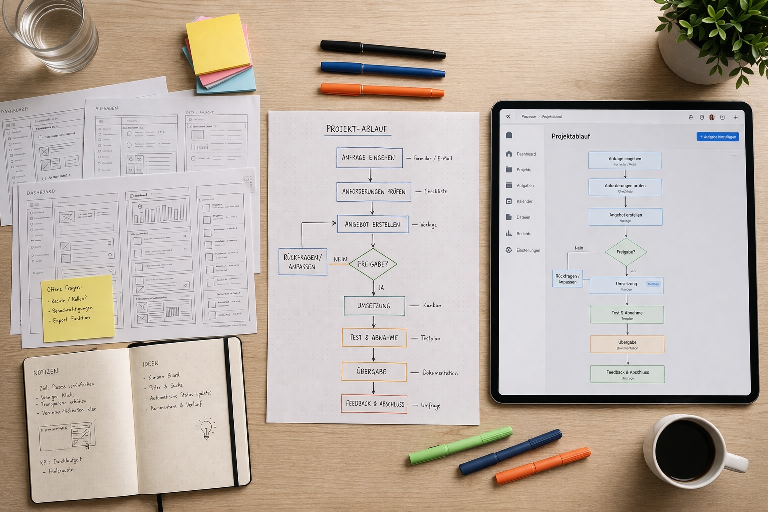 Fünf Phasen der Zusammenarbeit von Erstgespräch bis Support